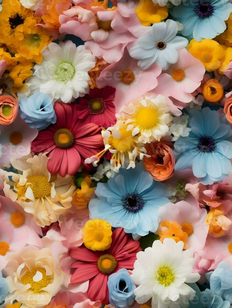 AI generated Summer flowers cinematic photo seamless pattern. High quality. AI Generative