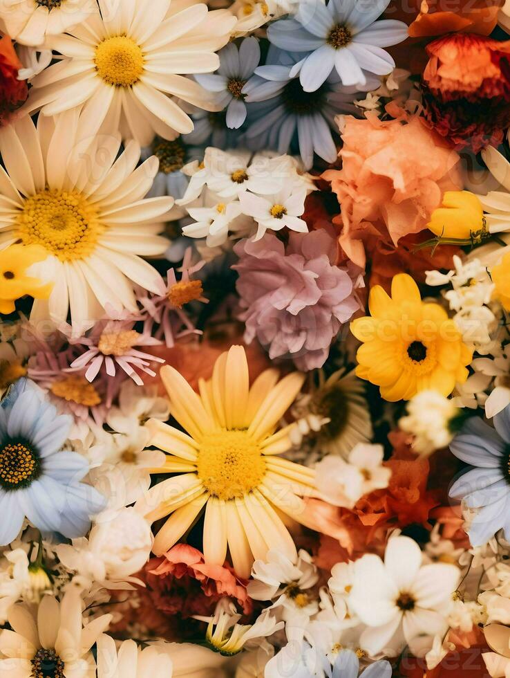 AI generated Summer flowers cinematic photo seamless pattern. High quality. AI Generative