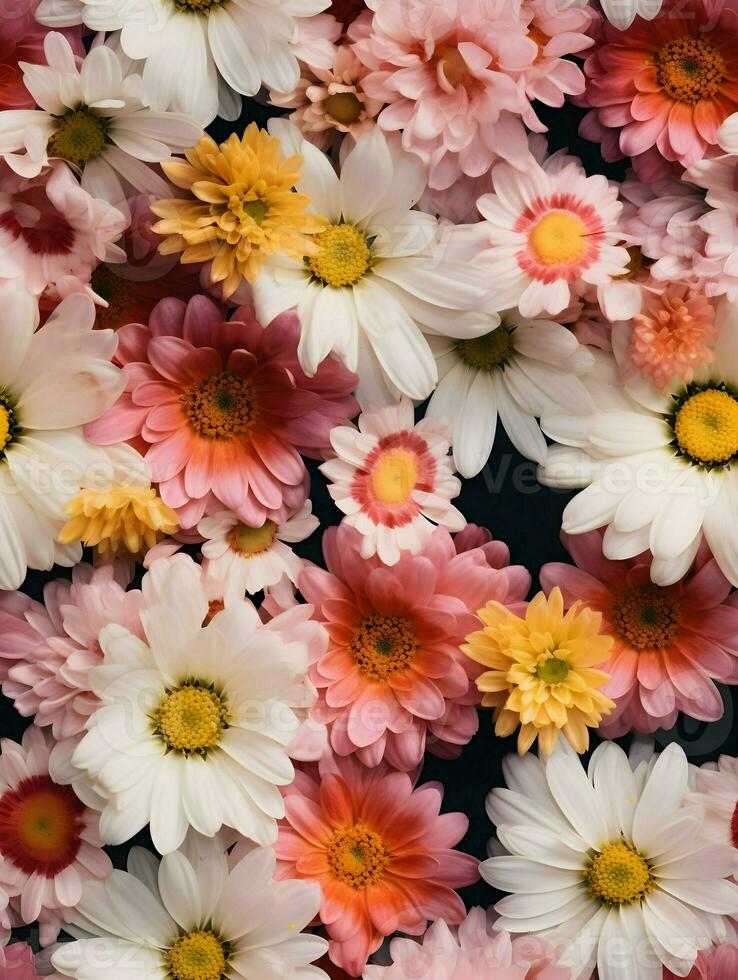 AI generated Summer flowers cinematic photo seamless pattern. High quality. AI Generative