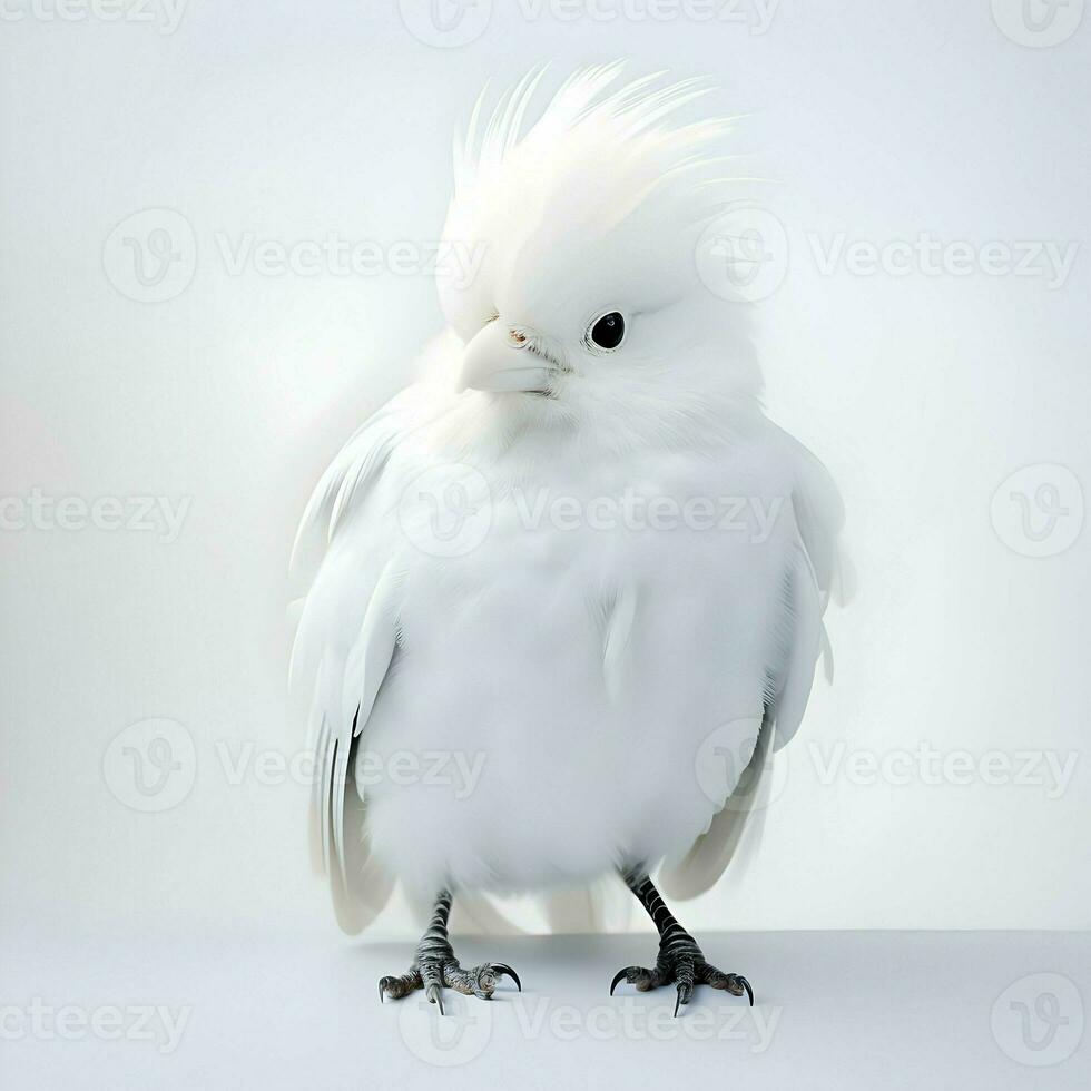 AI generated White bird cute on white background. High-resolution. AI Generative photo