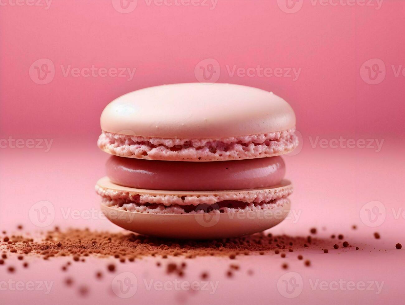 AI generated Pink color macaroon with strawberry flavor. Gastronomy photography. High-resolution. AI Generative photo