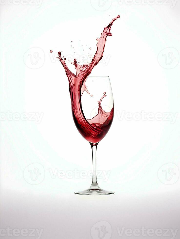 AI generated Isolated glass with splashed red wine on a white background. Clean sharp focus. High quality. AI Generative photo