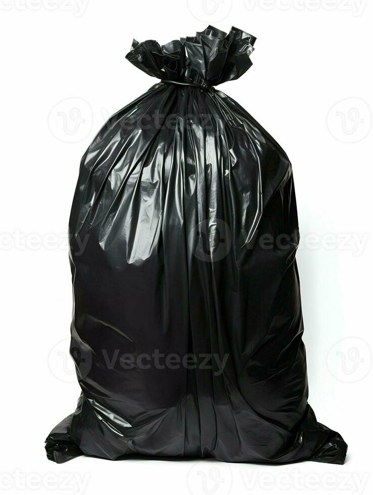 AI generated Tied-up full black garbage bag isolated on a white background. High quality. AI Generative photo