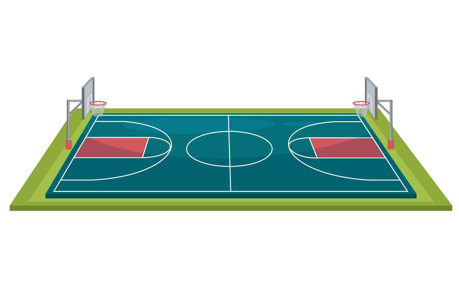 Perspective view of basketball court Vector illustration