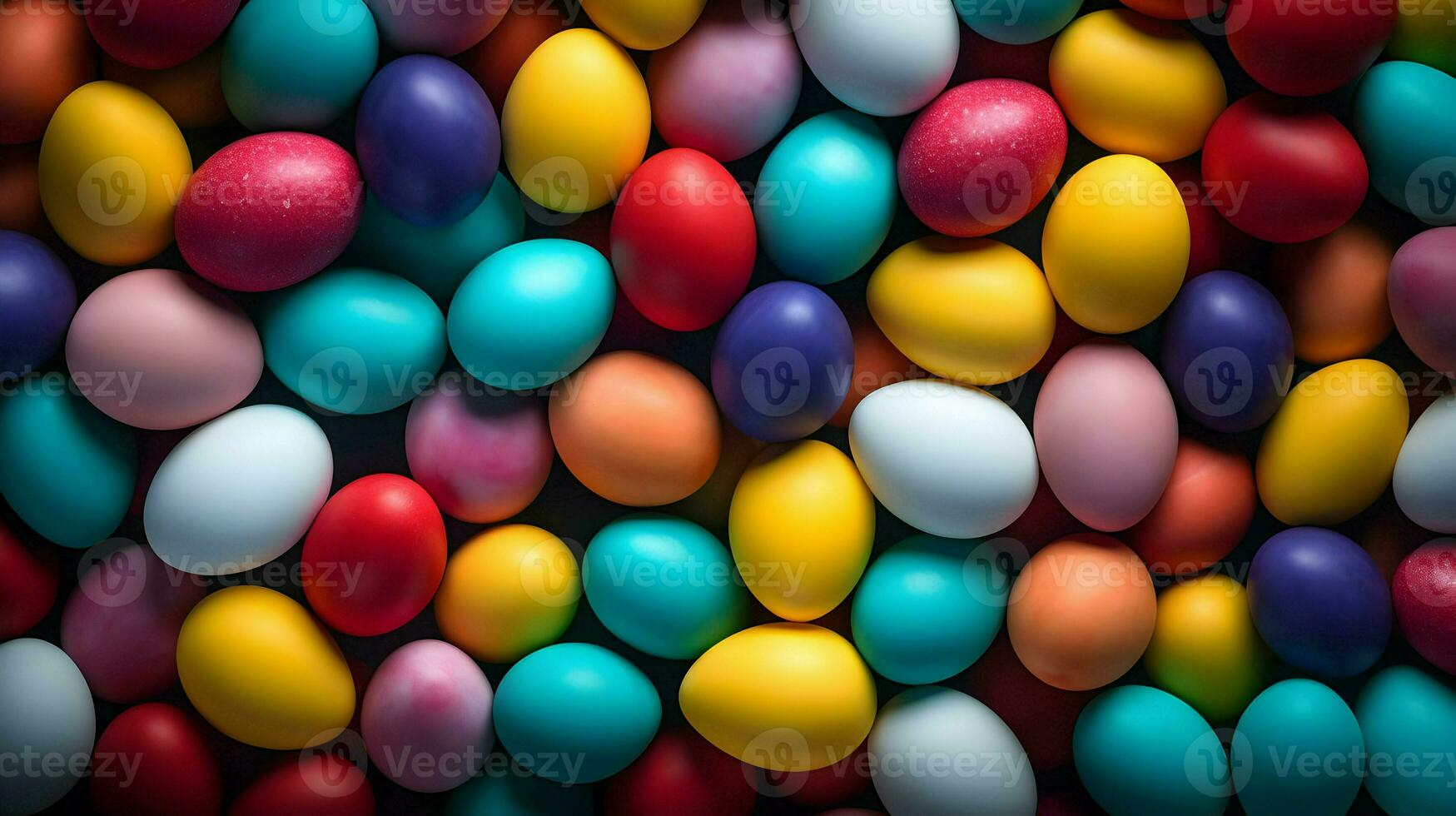 AI generated Lots of colorful colored eggs background. Easter vibes. High-resolution. AI Generative photo