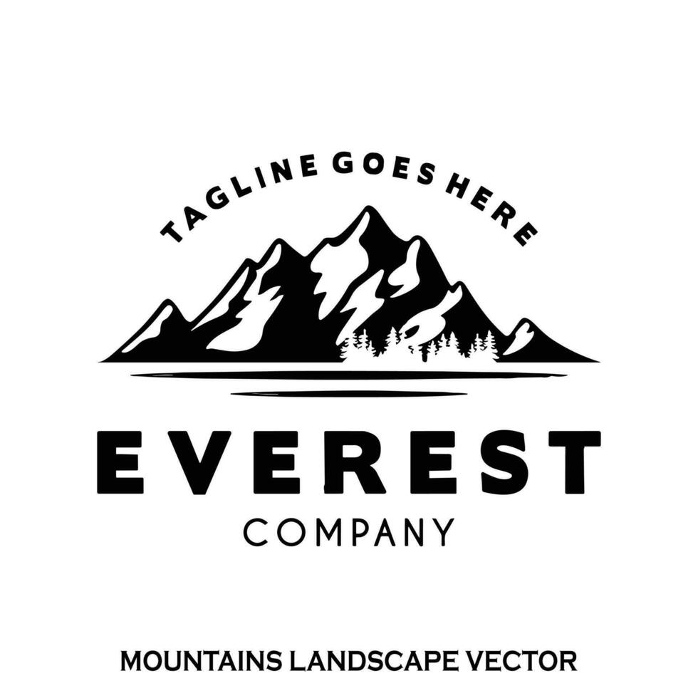 Everest Mountain logo silhouette vector
