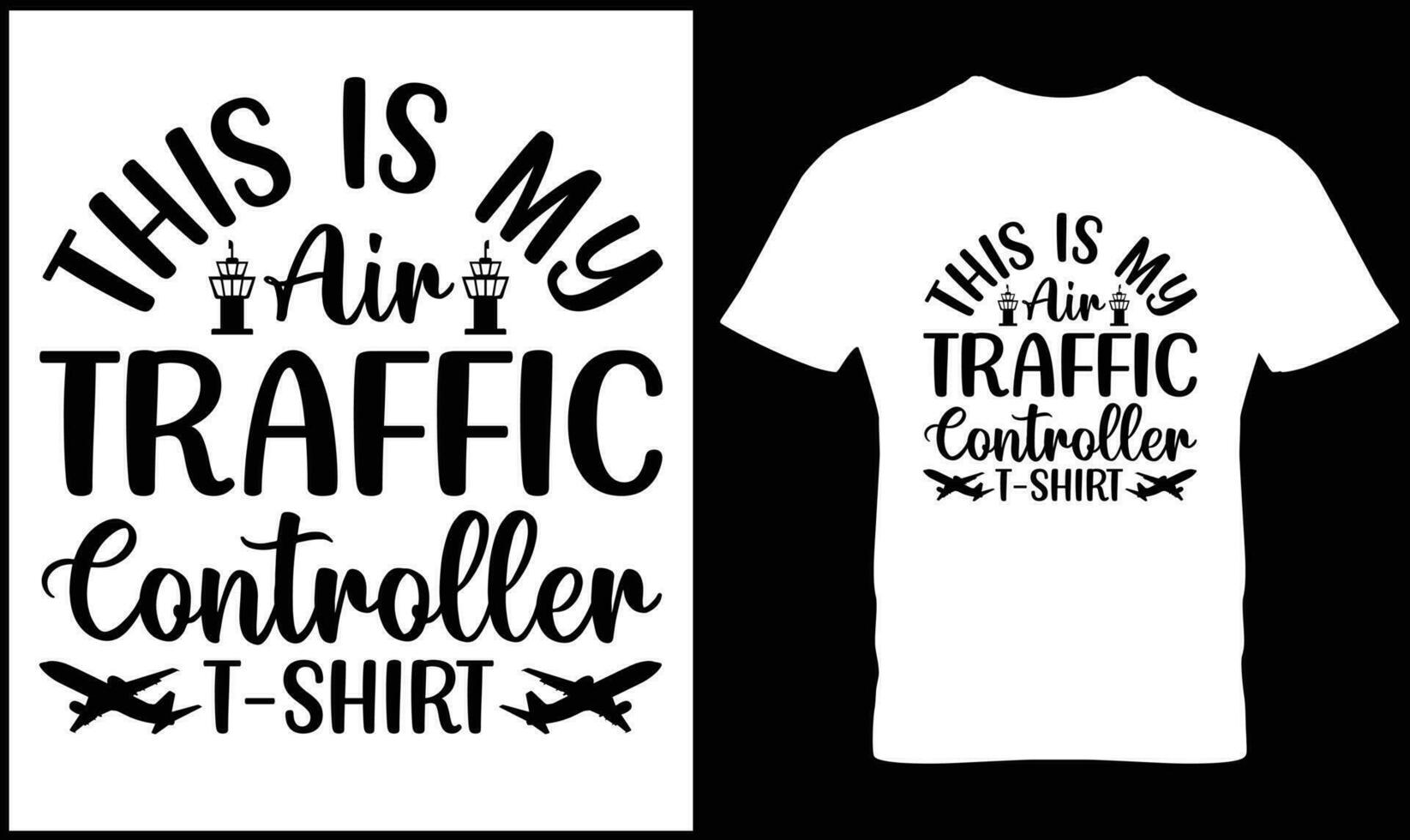 Air traffic controller t-shirt design graphic. vector