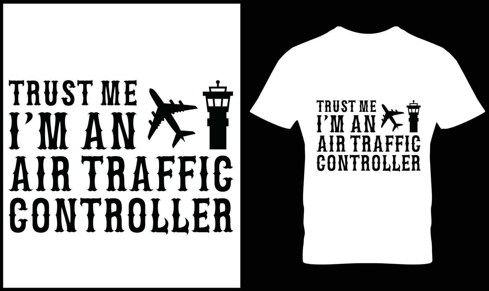 Air traffic controller t-shirt design graphic. vector