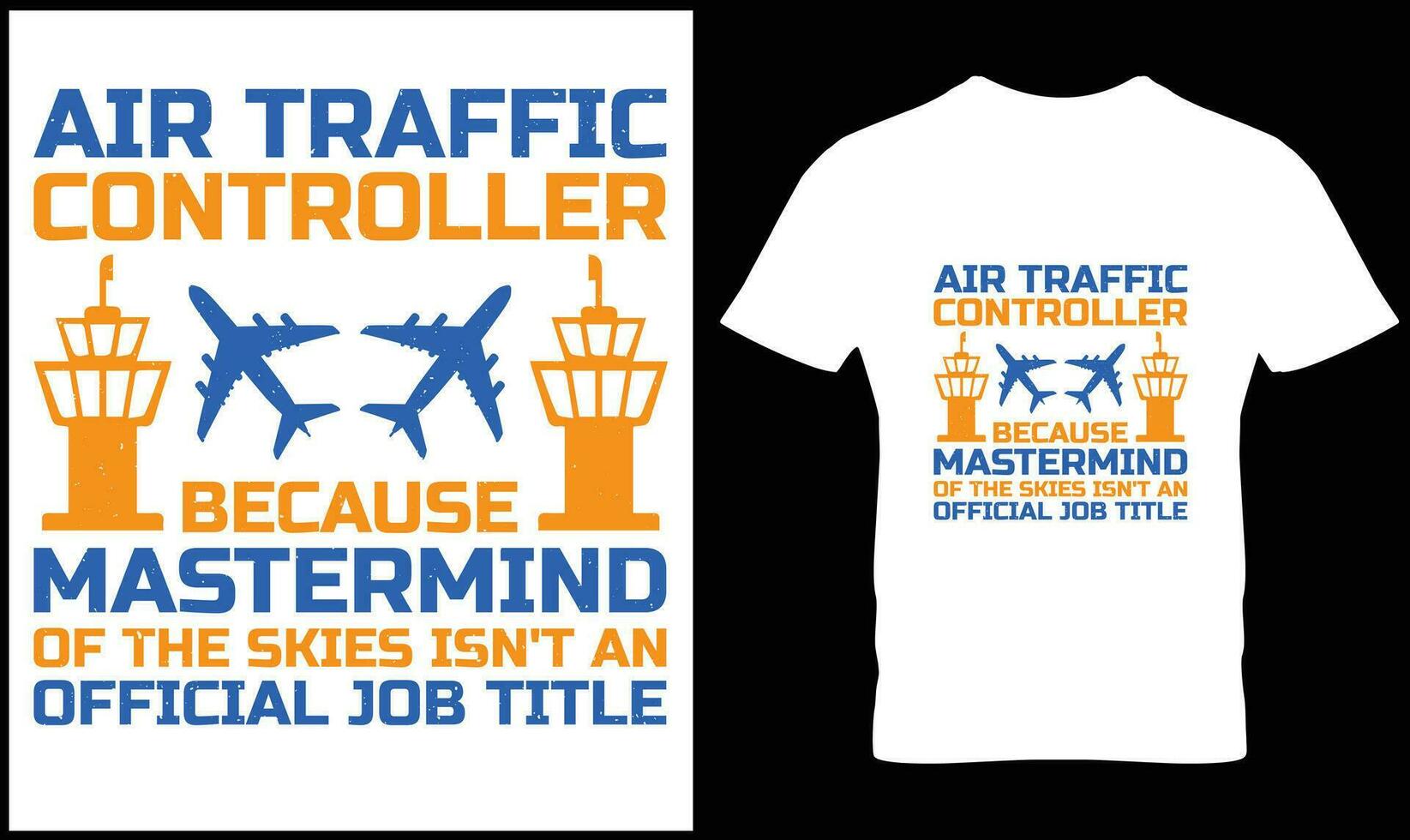 Air traffic controller t-shirt design graphic. vector