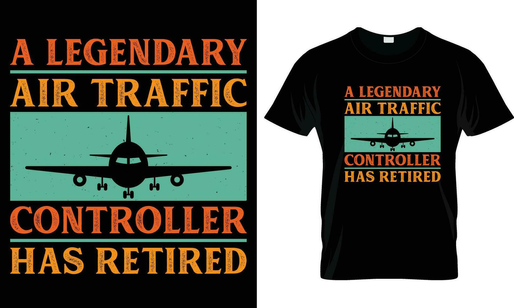Air traffic controller t-shirt design graphic. vector