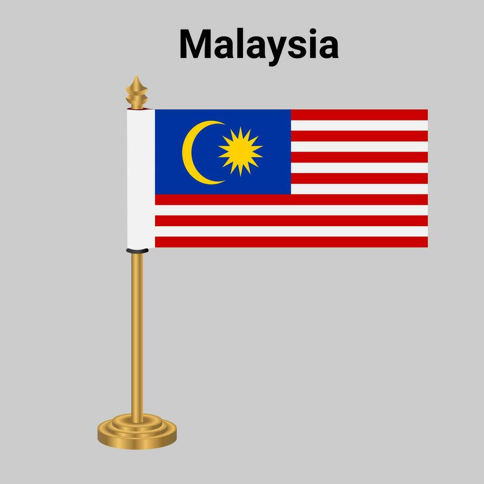Malaysia flag with desk standing vector