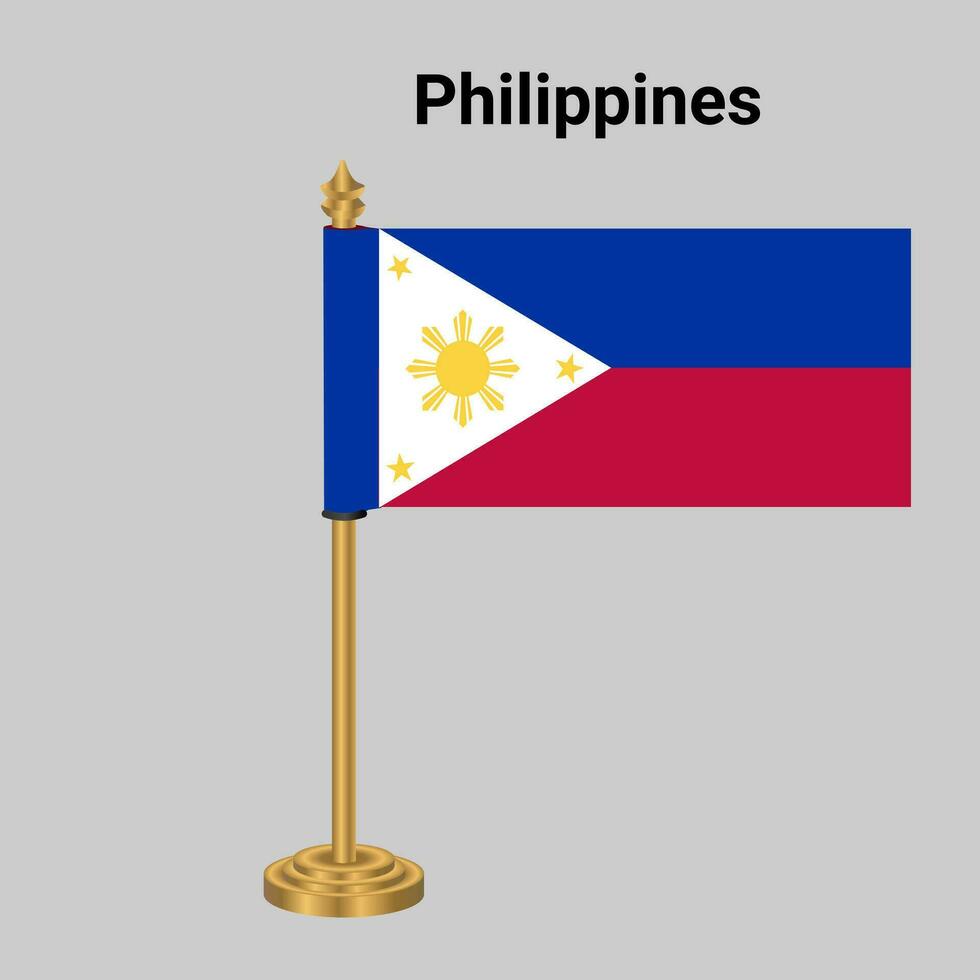 Filipinas bandera con escritorio en pie vector