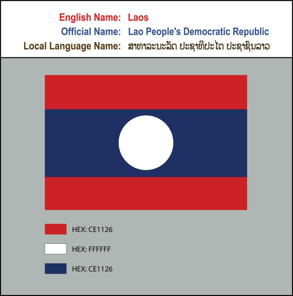 flag of Laos with HEX codes vector