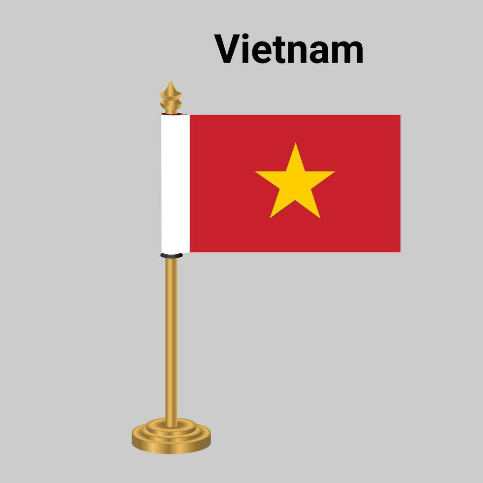 Vietnam bandera con escritorio en pie vector