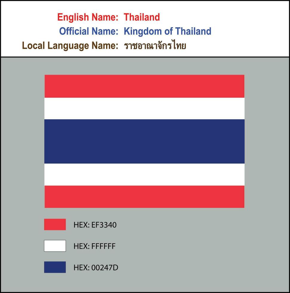 flag of Thailand with HEX codes vector