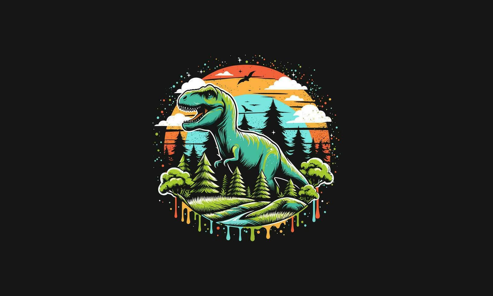 dino corriendo en bosque vector obra de arte diseño