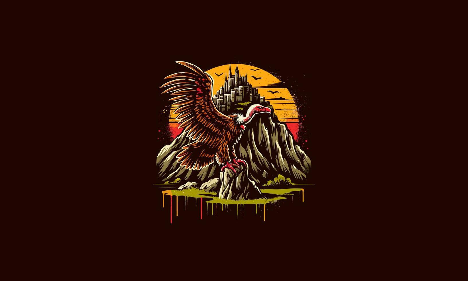 vulture on mountain vector artwork design