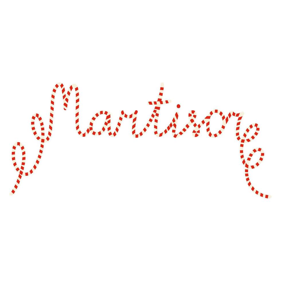 Martisor lettering with striped string red and white. Martenitsa symbol of spring. vector