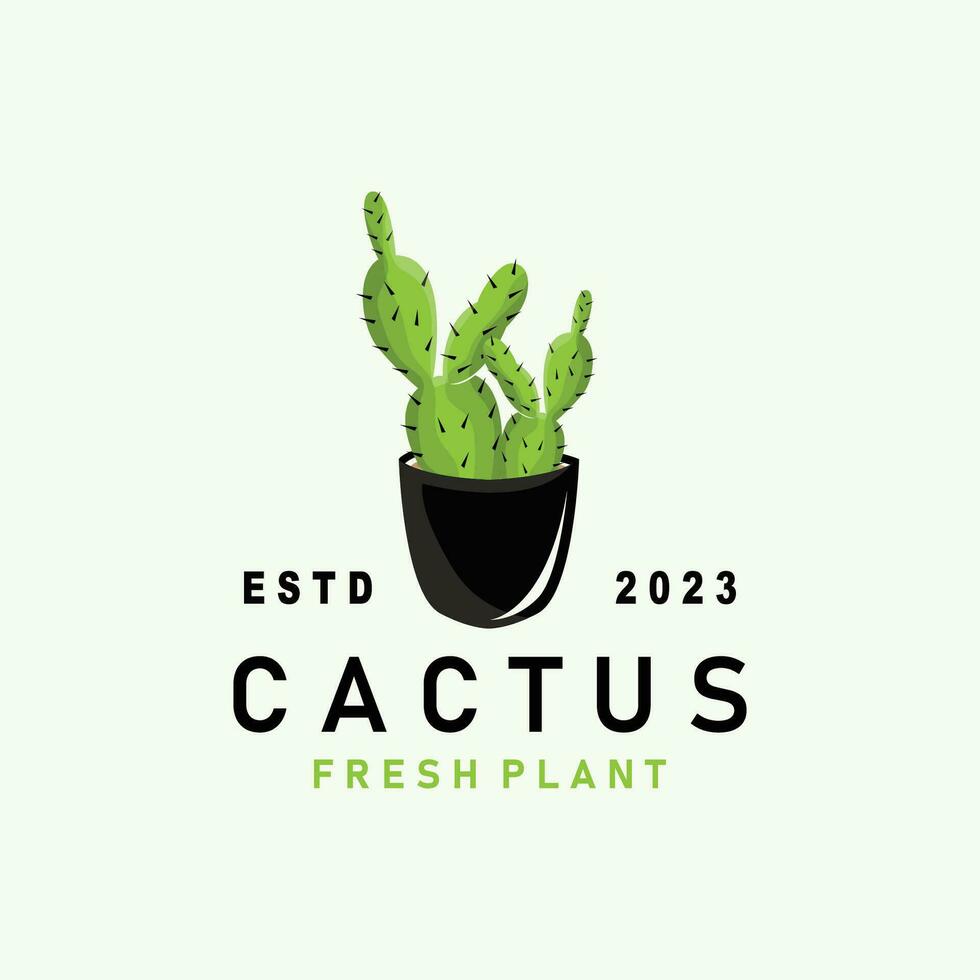 cactus logo vector Desierto verde planta diseño elegante estilo símbolo icono ilustración