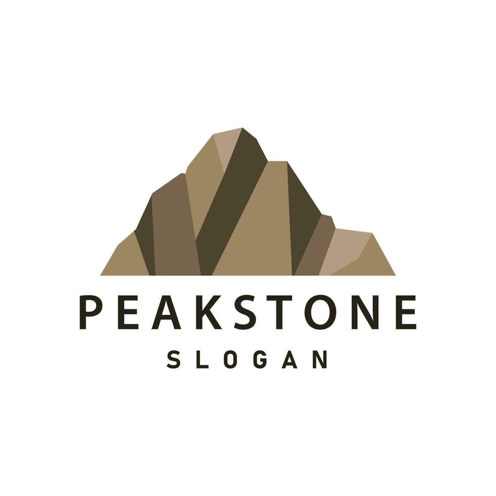 mountain rock peak logo simple design black silhouette natural stone brand template vector