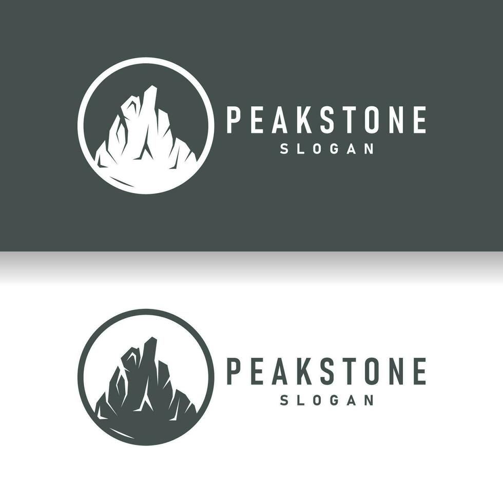 mountain rock peak logo simple design black silhouette natural stone brand template vector