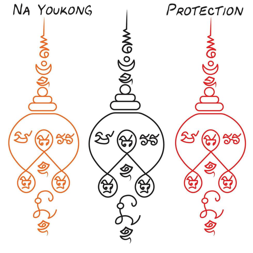 Symbol Talisman,Thai ancient traditional tattoo name in thai language is yant Na Nayoukong.Hindu or Buddhist sign representing path to enlightenment vector