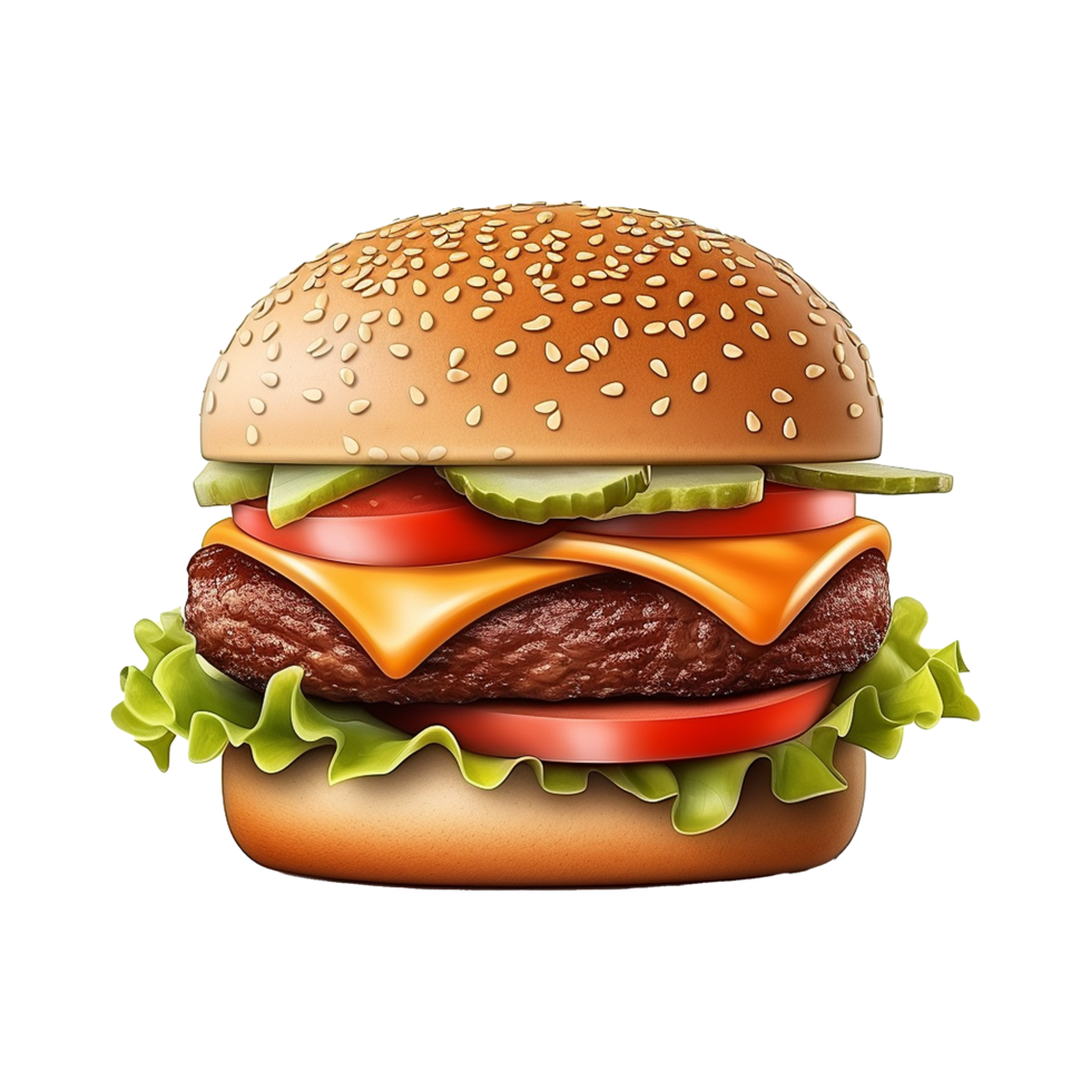AI generated Delicious burger png isolated on transparent background