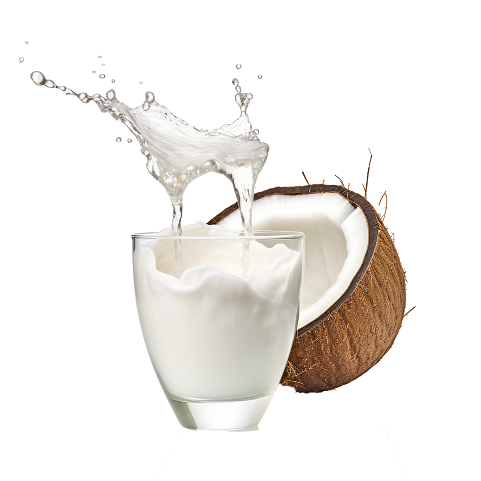 AI generated Pouring coconut juice png isolated on transparent background