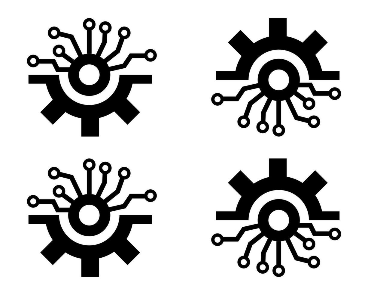 Circuit board with gear symbol, cogwheel engineering technology concept vector. vector