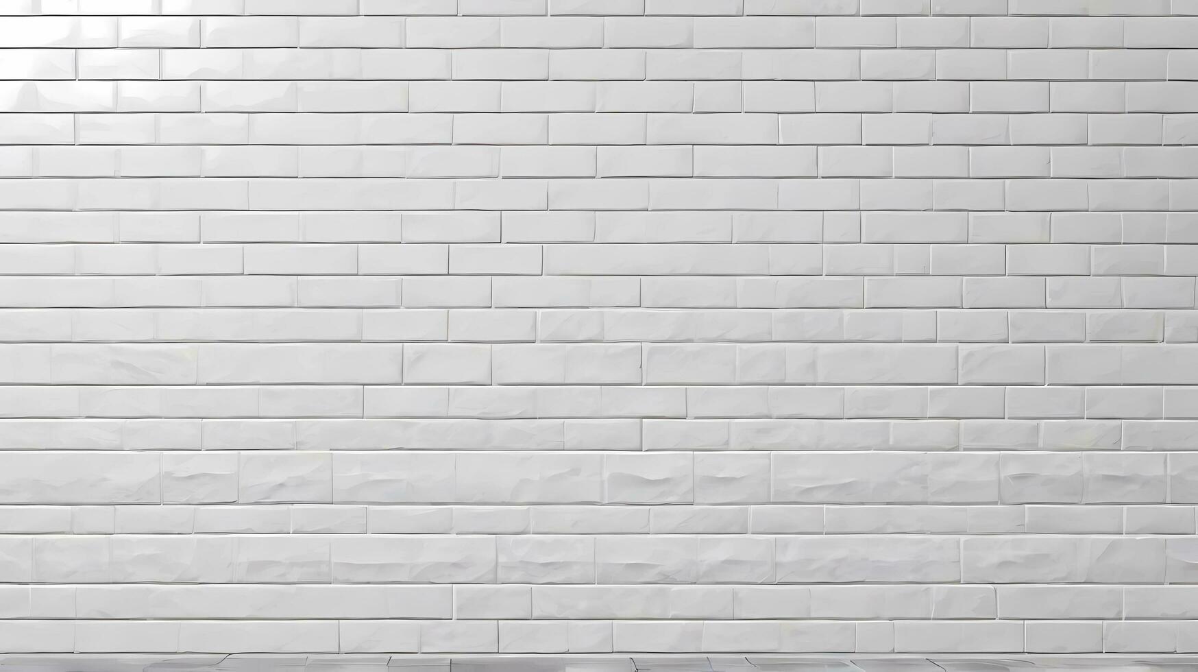 AI generated Ground stone tile wall texture, white light brick panorama wide background banner. photo