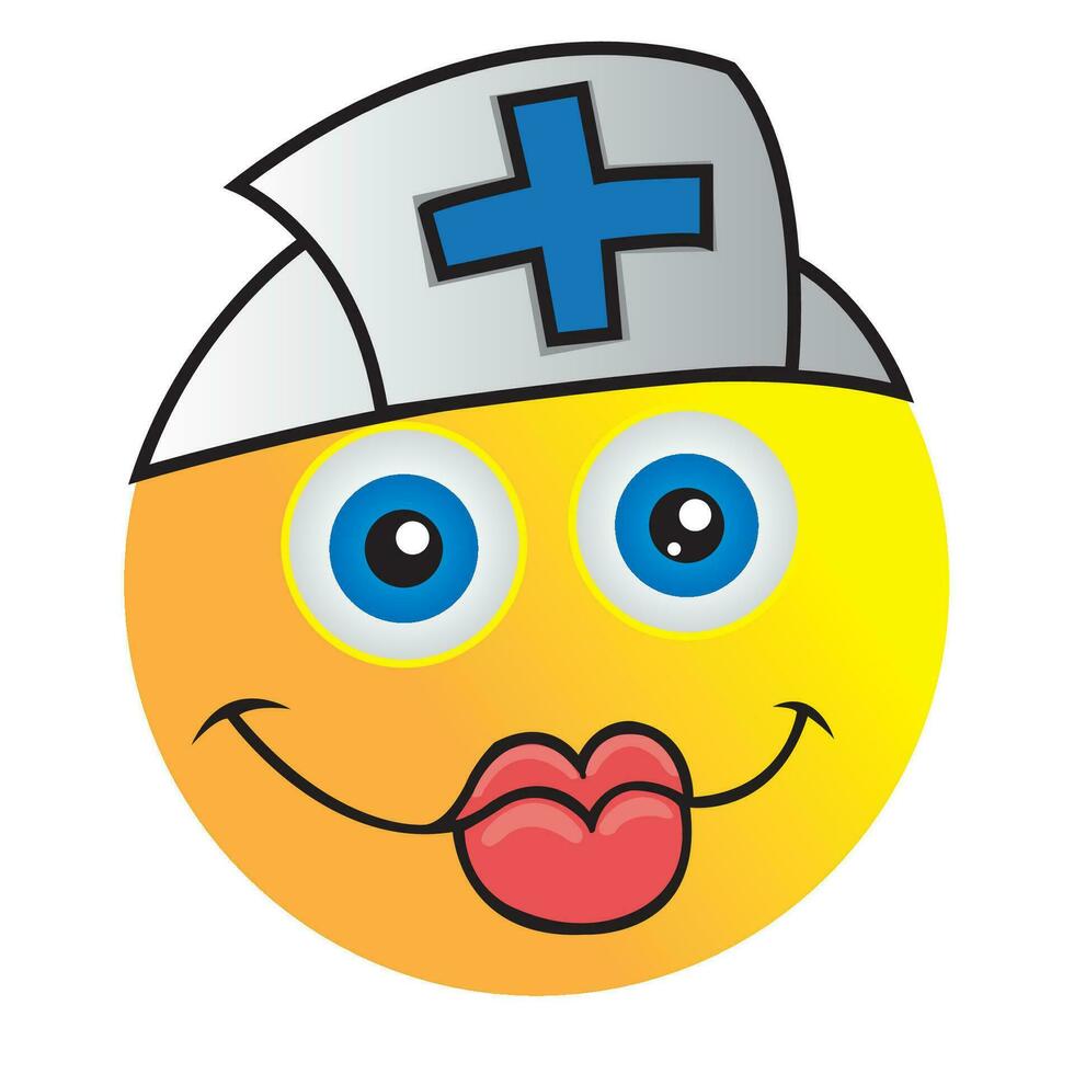 Nurse emoji isolated on white background vector image emoji with nurse hat
