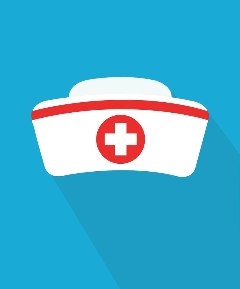 Nurse cap isolated on blue background. Nurse accessory. Flat icon vector