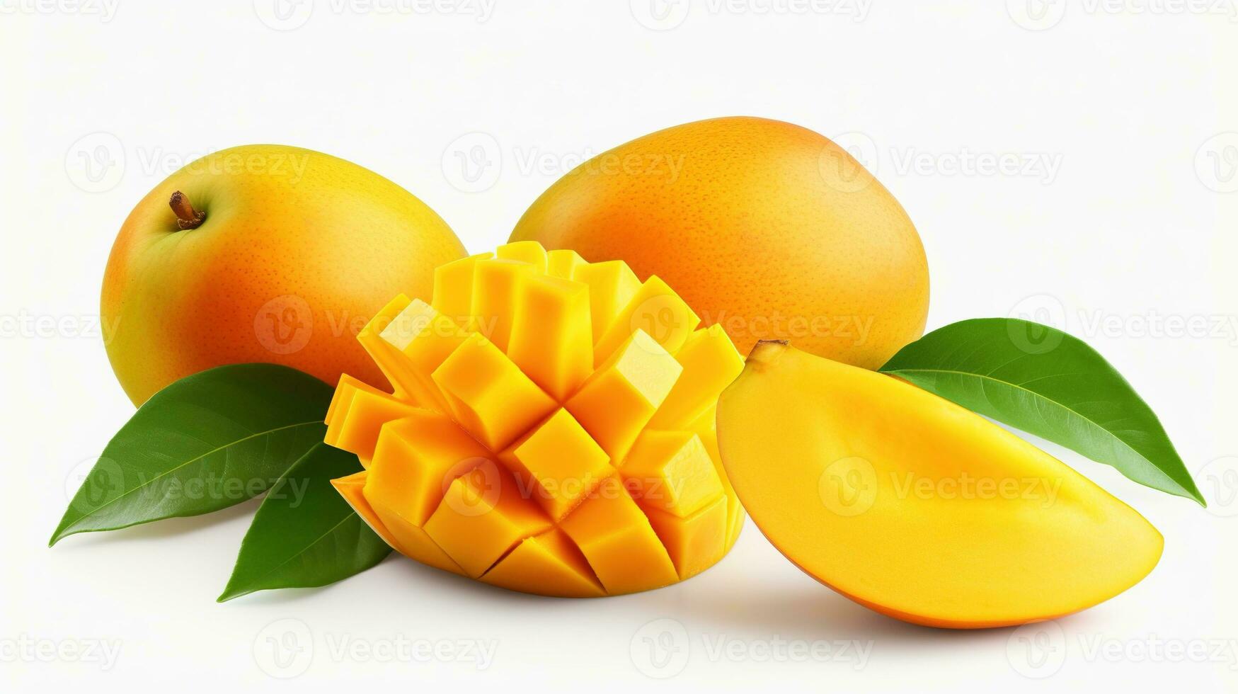 AI generated Mango on White Background. Fresh, Healthy, Healthy Life, Fruit photo
