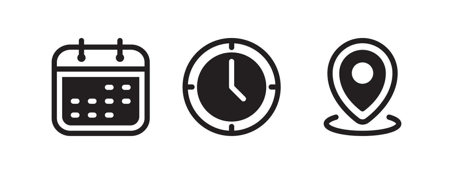 Time, date, and address icon vector. Event elements vector
