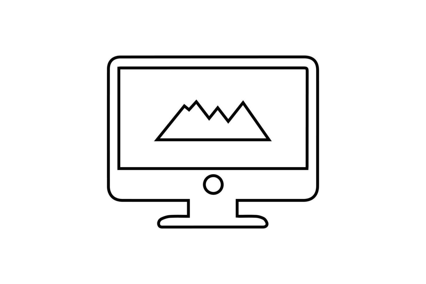 Modern computer Monitor design and line art in vector illustration