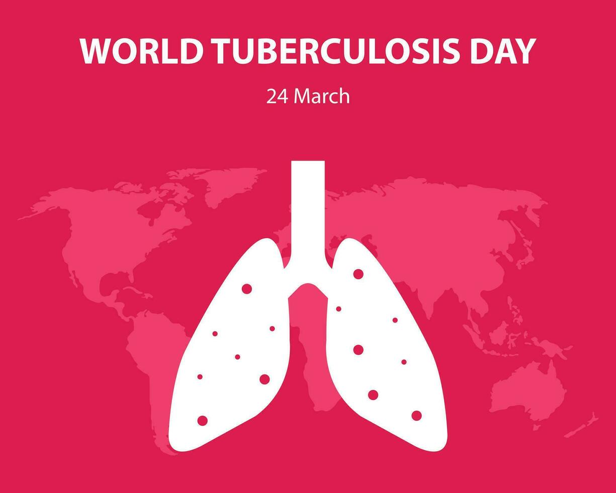 illustration vector graphic of silhouette of a lung organ infected with bacteria, showing a world map, perfect for international day, world tuberculosis day, celebrate, greeting card, etc.