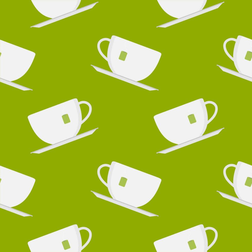 cup of tea seamless pattern vector illustration. tea cup engraving seamless pattern on light background. Vintage hand drawn bages set. Illustration for menu, ads