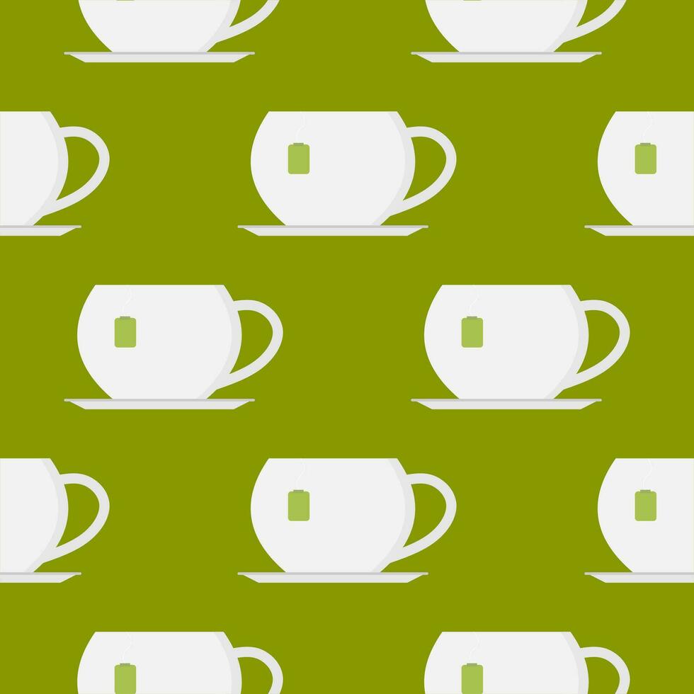 cup of tea seamless pattern vector illustration. tea cup engraving seamless pattern on light background. Vintage hand drawn bages set. Illustration for menu, ads