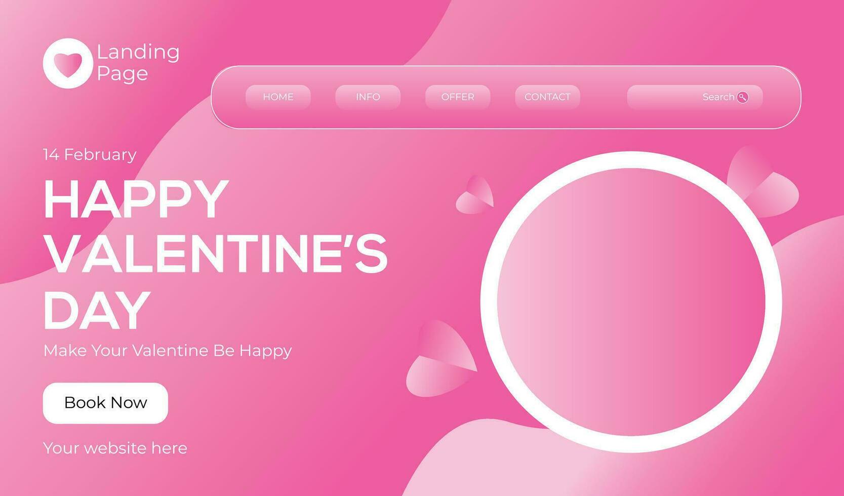 Editable Free Valentines Day Landing Page Vector