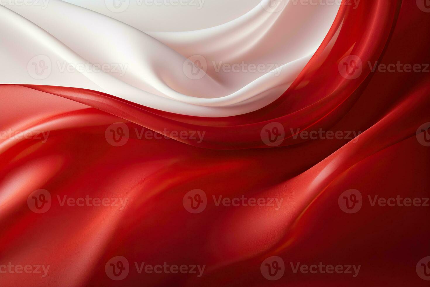 AI generated Red and white silk ribbons in an elegant curve. Abstract background. Generated by artificial intelligence photo