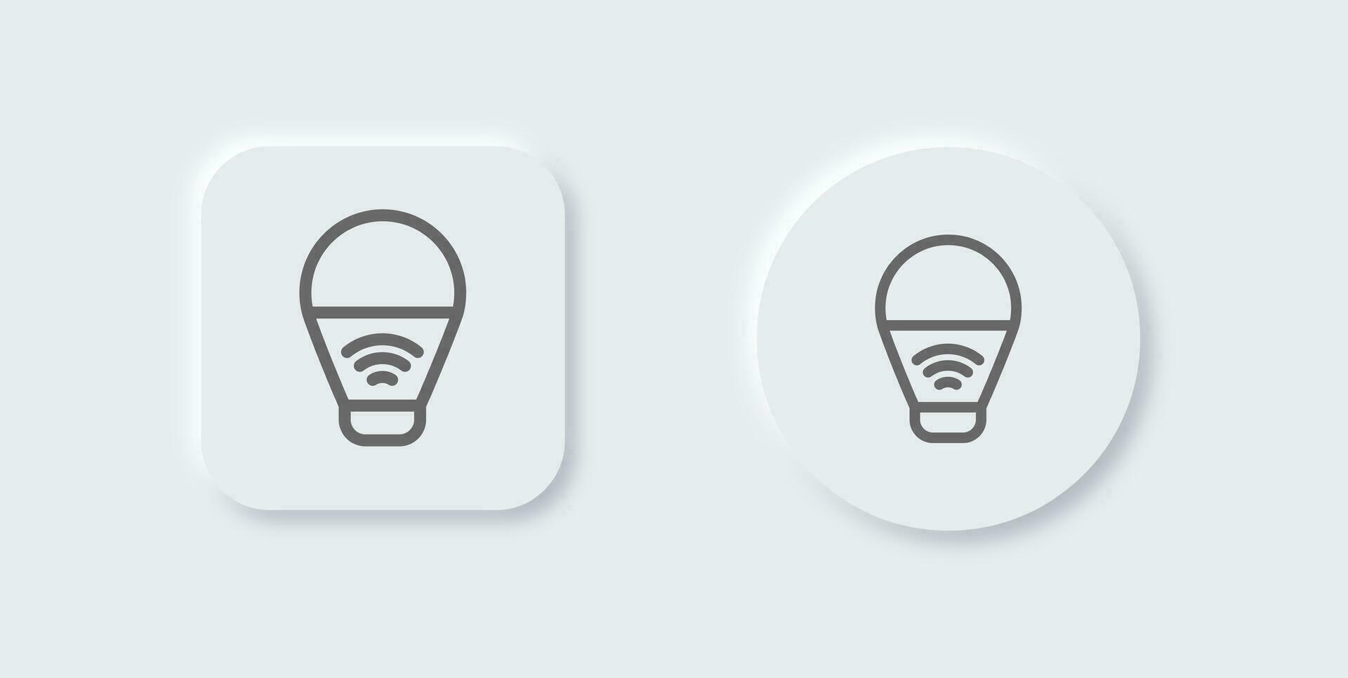 Smart bulb line icon in neomorphic design style. Innovation signs vector illustration.