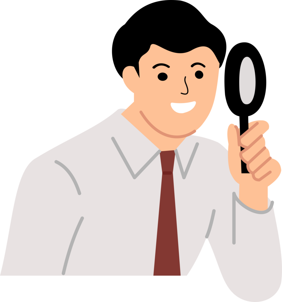 businessman looking using a magnifying glass or business investigation png