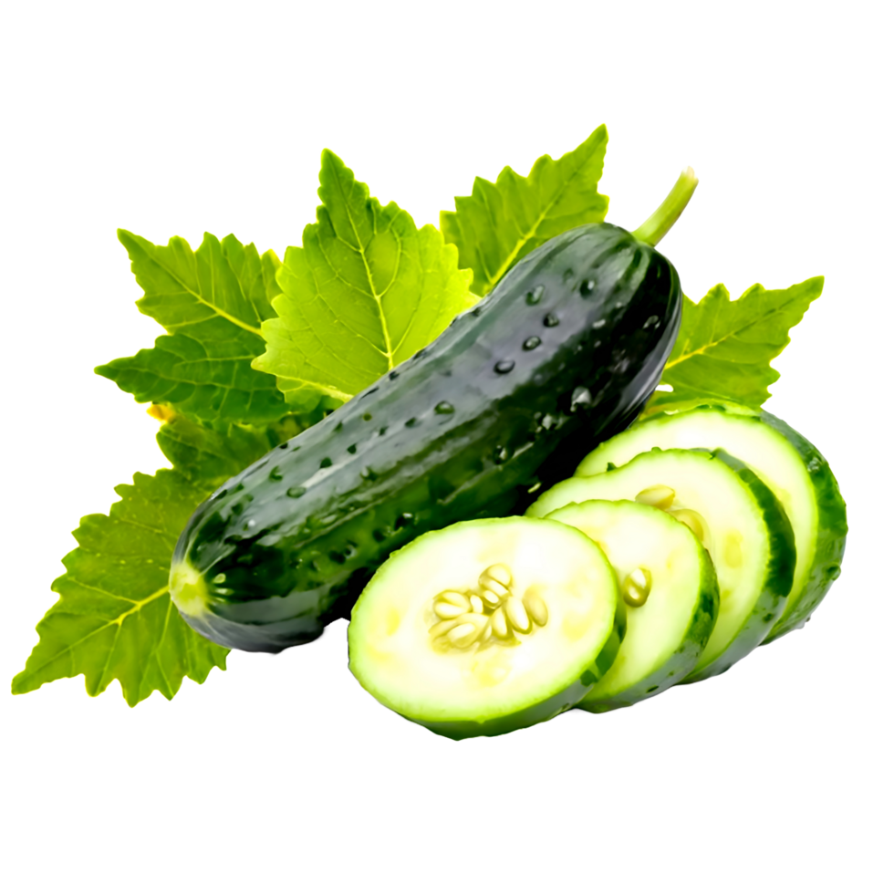 AI generated A piece of sliced cucumber isolated on a white or transparent background png