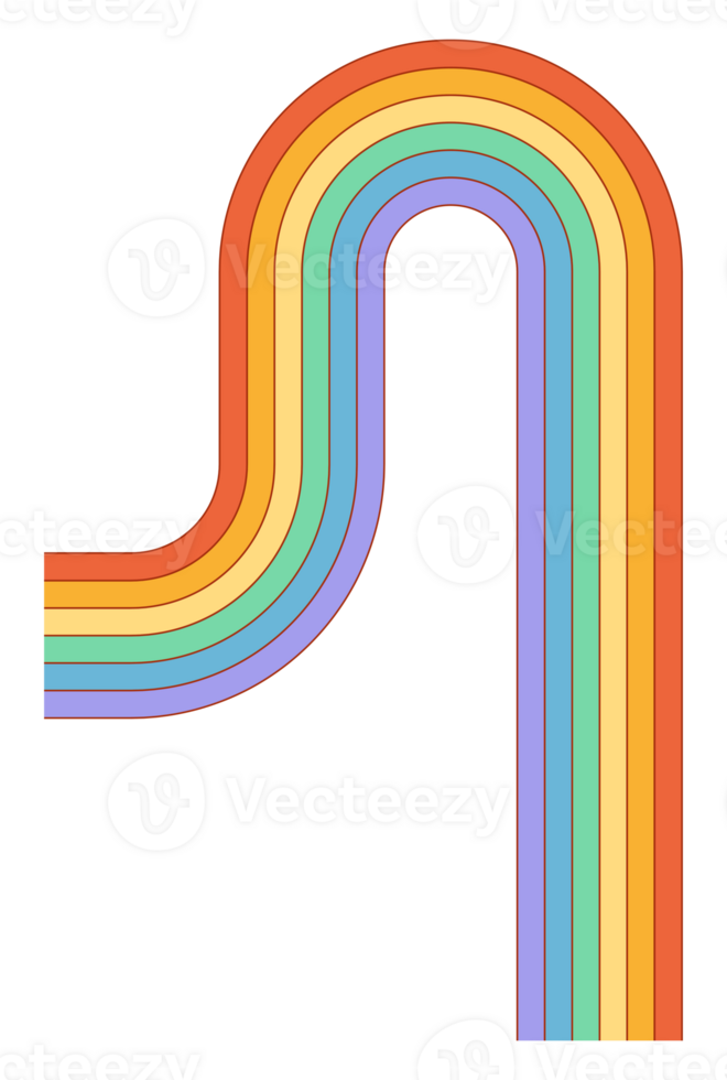 rétro arc en ciel rayé lignes png