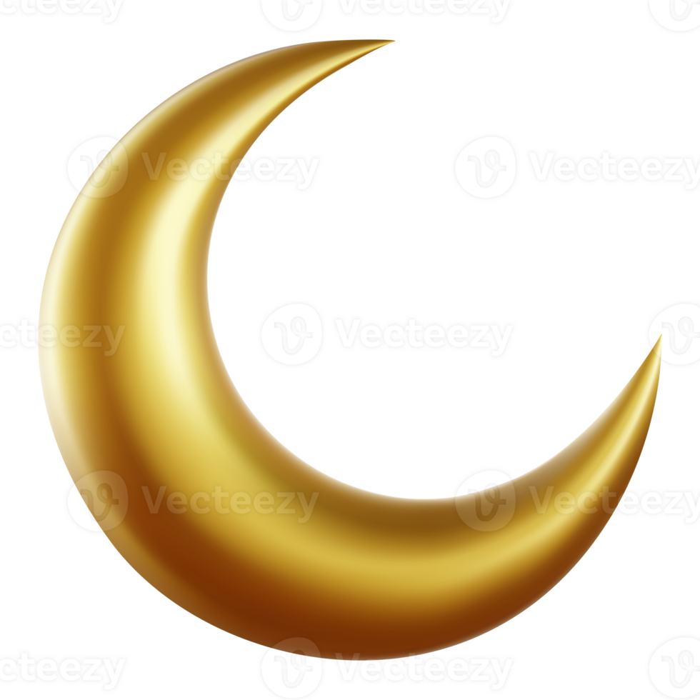 3d d'or croissant lune illustration png