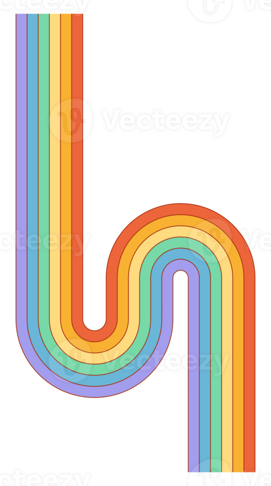 arc en ciel rayé lignes dans rétro style png