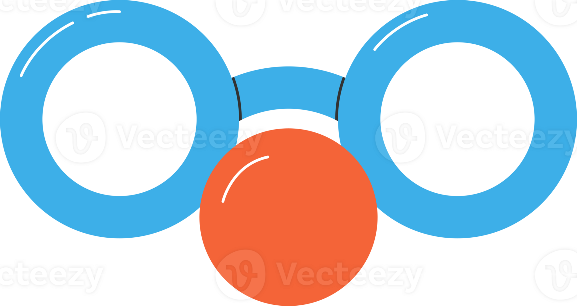 clown bril met neus- png