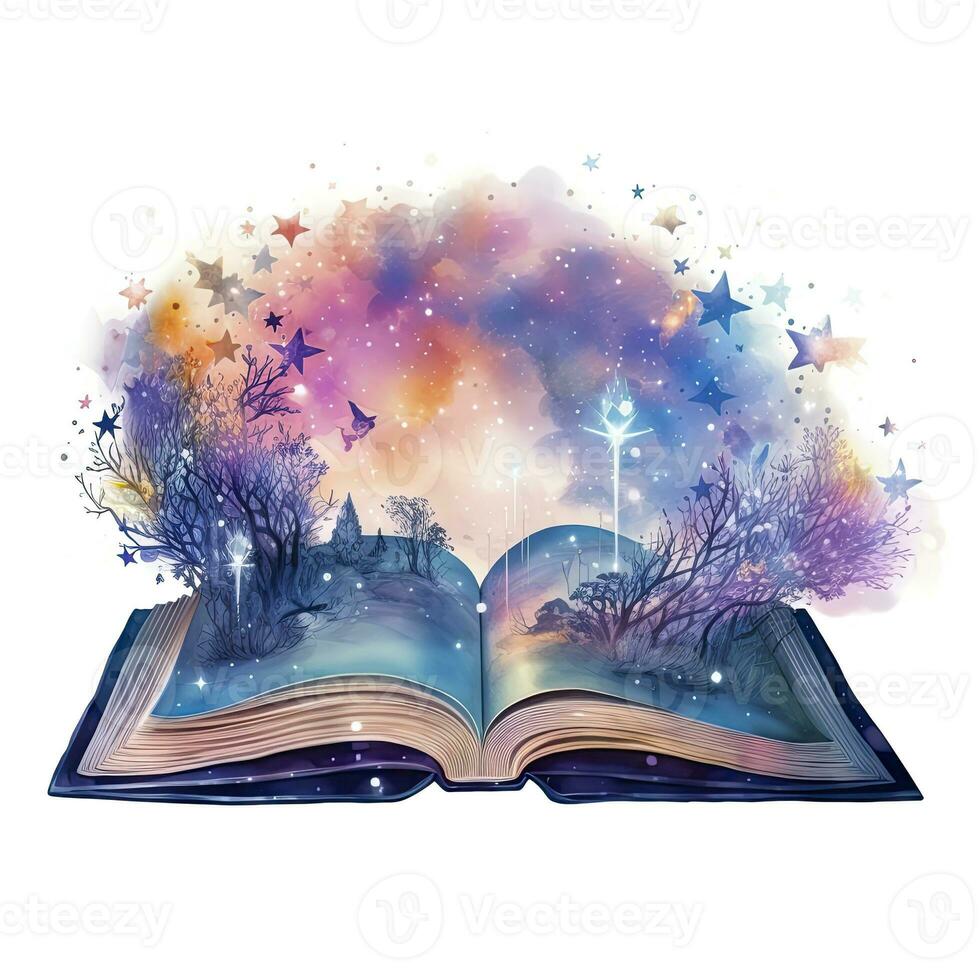 AI generated Galaxy celestial fantasy book watercolor for T-shirt Design. AI Generated photo