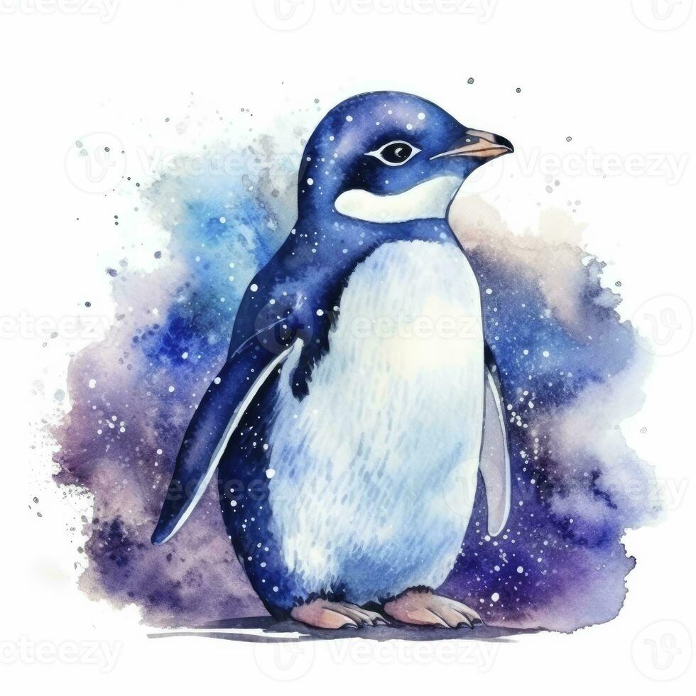 AI generated Watercolor Penguin for T-shirt design.  AI Generated photo
