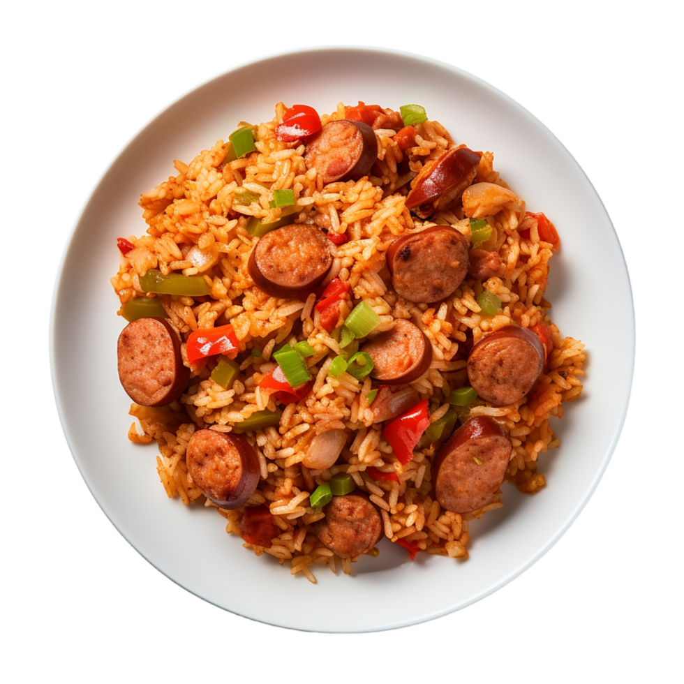 AI generated Plate of Jambalaya on transparent background PNG image